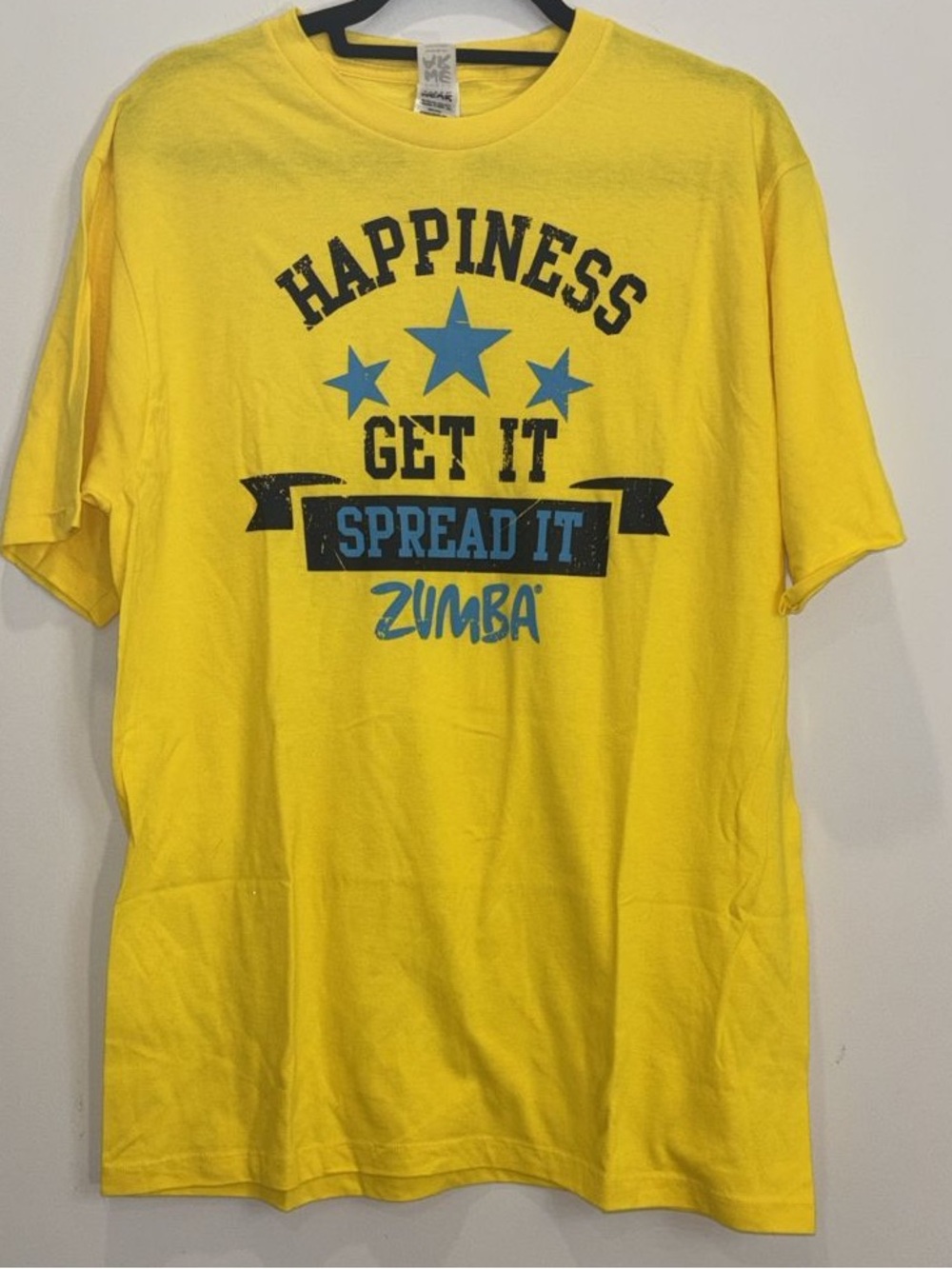 Zumba Fitness Happiness Graphic Tee Yellow Large - Comfortable Workout Shirt